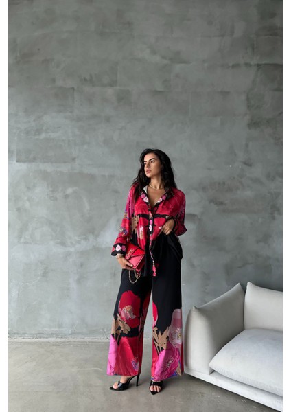 Kadın Jessica Kumaş Pantolon Gömlek Ikili Takım NBMS42100