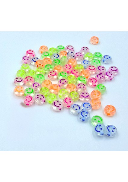 100 Adet Yassı Şeffaf Renkli Gülenyüz 4x7 mm Takı Yapım Malzemeleri