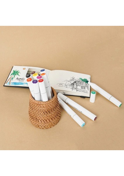 12 Renkli Çift Taraflı Marker Kalem Seti: Sanatsal Ifadeler Için indirimleri