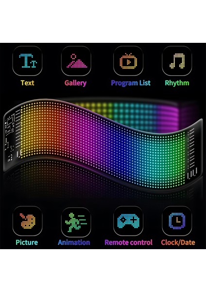 16X192 Matrix LED Panel Cama Yapışan Telefon Kontrollü LED Lamba
