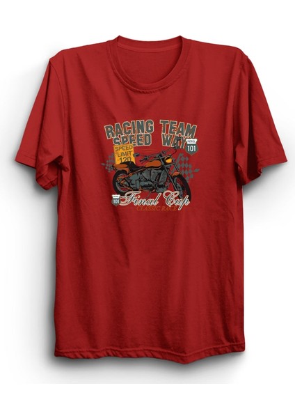 Motosiklet, Racing Team, Yarış, Motorcycle, Motor Baskılı Unisex %100 Pamuk Tişört