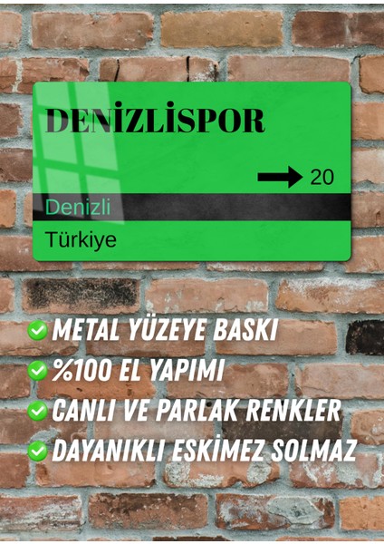 Denizlispor Metal Posteri - Sokak Tabelası Görünümlü Parlak Tablo