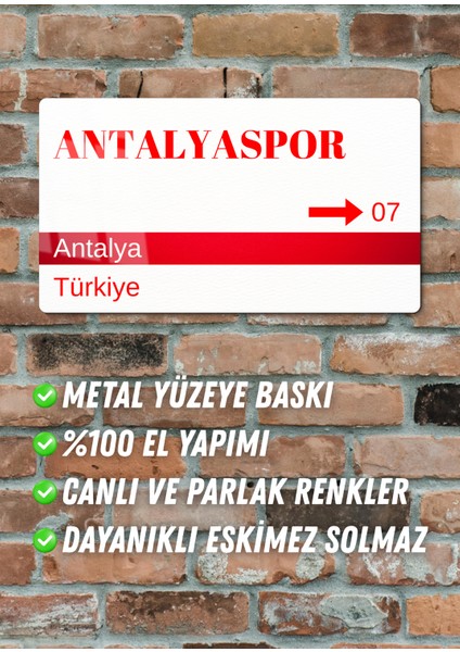 Antalyaspor Metal Posteri - Sokak Tabelası Görünümlü Parlak Tablo