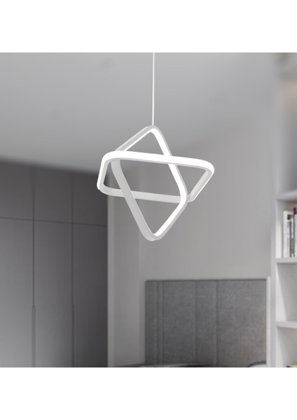 TT316-BY Tt Aydınlatma 2kare Modeli Mat Beyaz LED Avize