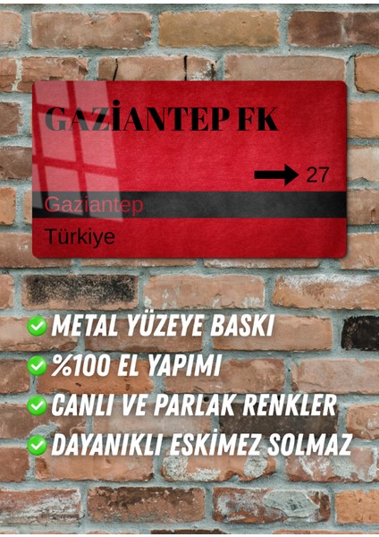 Gaziantep Metal Posteri - Sokak Tabelası Görünümlü Parlak Tablo