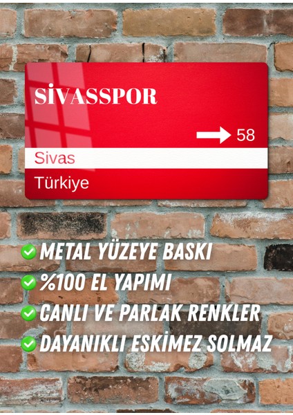 Sivasspor Metal Posteri - Sokak Tabelası Görünümlü Parlak Tablo