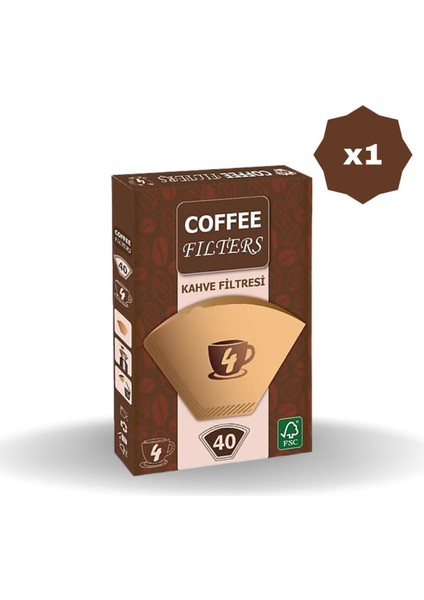 Coffe Filters Filtre Kahve Kağıdı Brown 40'lı - (1 Adet)