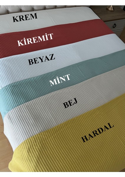 Saç Örgü Modelli Çift Kişilik Pamuklu Pike Krem 220 x 220 cm indirimleri