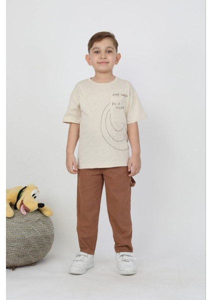 Erkek Mevsimlik Gabardin Pantolon Tshirt Takım