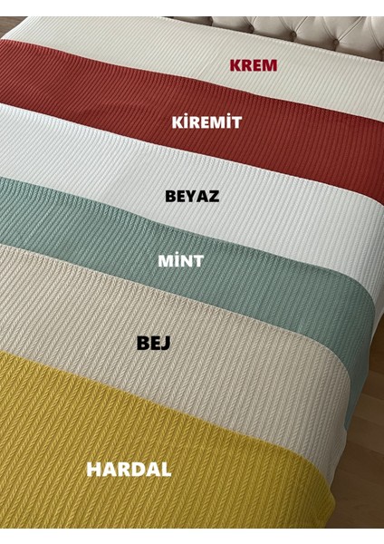 Saç Örgü Modelli Çift Kişilik Pamuklu Pike Mint 220 x 220 cm indirimleri