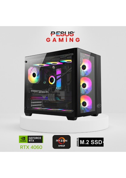 Pesus Gaming Ryzen 7 5700X 32GB Ram 1tb M.2 Nvme SSD 8gb RTX4060 Oyuncu Bilgisayarı