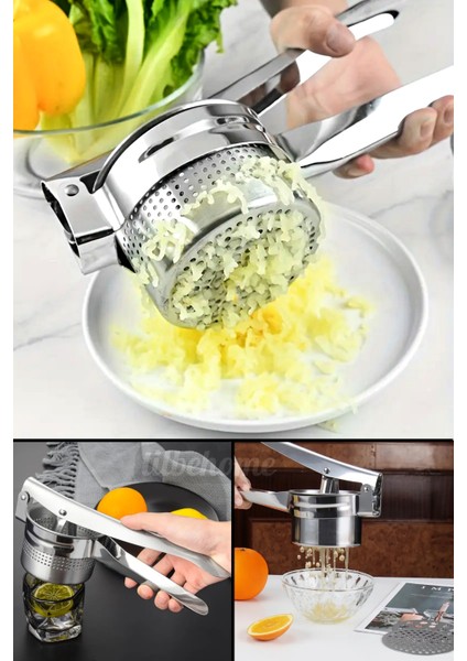 Patates Ezici Press Meyve Nar Sıkacağı Patates Püre Yapıcı Mutfak Hazneli Çelik Mevye Limon Sıkacak