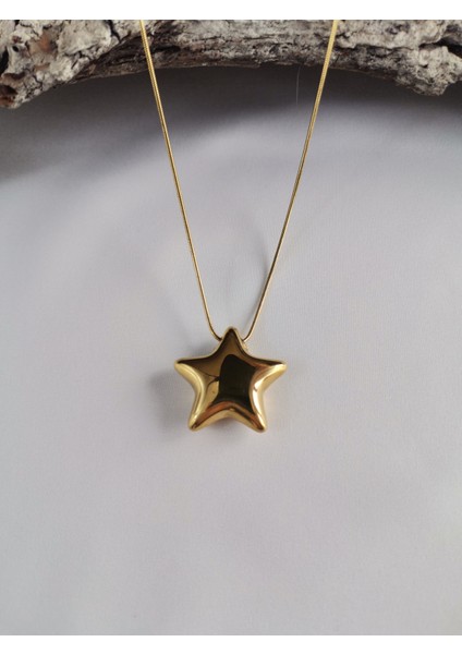 Kadın Gold Renk Estrella 316 L Çelik Kolye