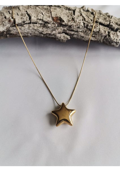 Kadın Gold Renk Estrella 316 L Çelik Kolye modelleri