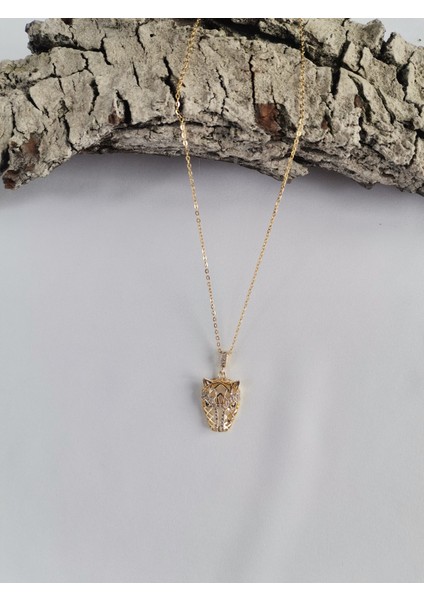 Kadın Gold Renk Zirkon Taşlı Tiger 316 L Çelik Kolye