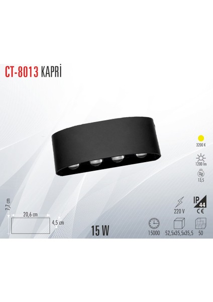 CT-8013 15W Dış Mekan Modern Aplik Kapri Amber (Parla)