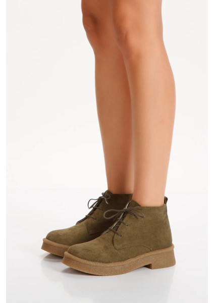 Kadın Hakiki Süet Deri Bağcıklı Kısa Bot 5089 modelleri