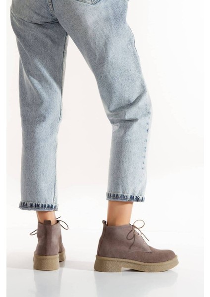 Kadın Hakiki Süet Deri Bağcıklı Kısa Bot 5089 fiyatları