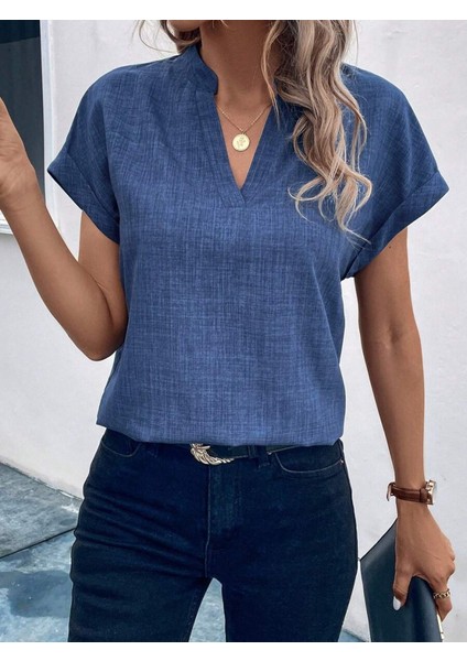 Kadın Kısa Kollu Hakim Yaka Sofya Bluz modelleri