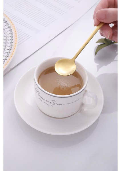 12 Adet Çelik Gold 15 cm Fincan Latte Kahve Karıştırma Kaşığı MT161SR-12