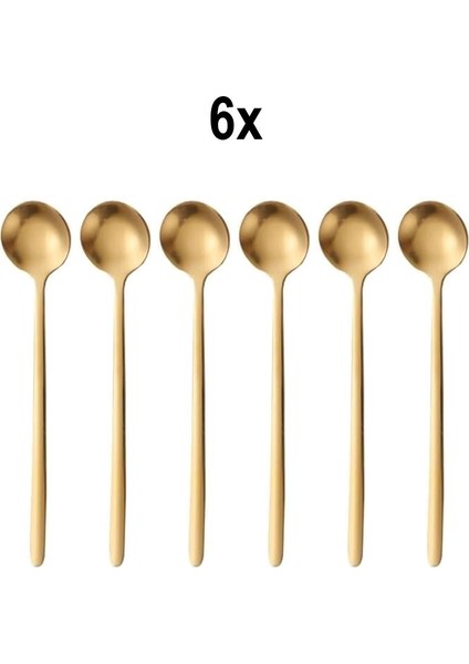 6 Adet Çelik Gold 15 cm Fincan Latte Kahve Karıştırma Kaşığı MT161SR-6