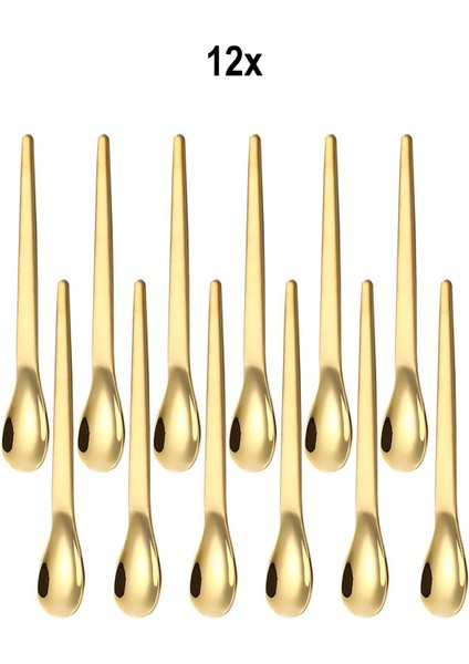 12 Adet Çelik 12,5 cm Gold Renk Çay Kaşığı MT162SR-12