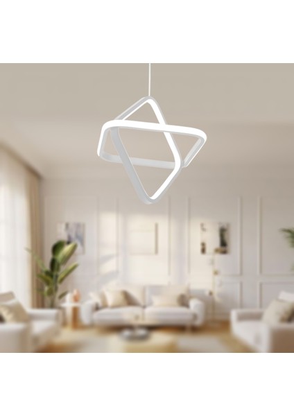 TT316-BY Tt Aydınlatma 2kare Modeli Mat Beyaz LED Avize