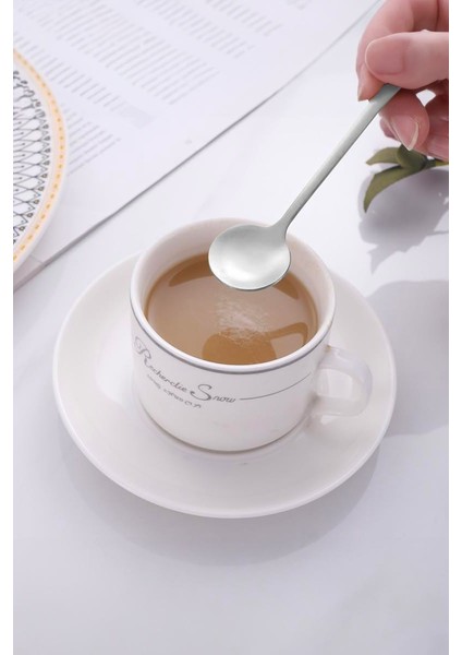 6 Adet Çelik 15 cm Fincan Latte Kahve Karıştırma Kaşığı MT161BY-6