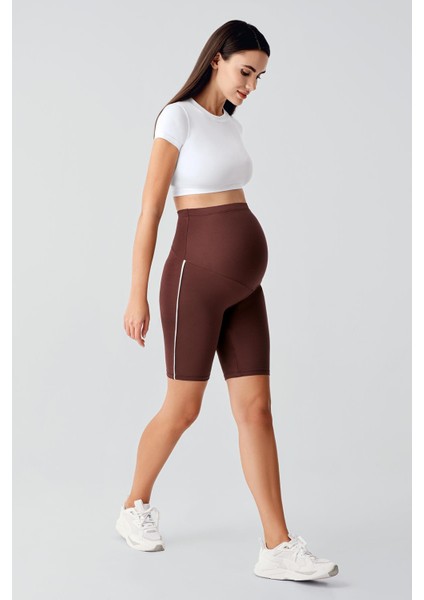 Biyeli Diz Üstü Biker Esnek Ayarlanabilir Bel Hamile Tayt T27