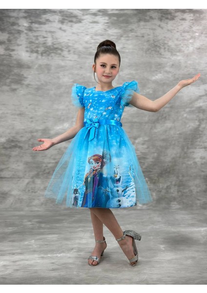 Tütülü Krep Kız Çocuk Elsa Elbise modelleri
