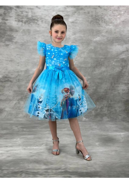 Tütülü Krep Kız Çocuk Elsa Elbise fırsatları