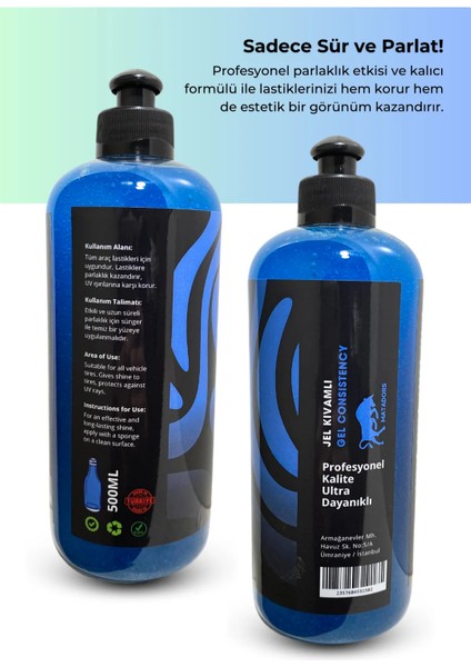 Lastik Parlatıcı Jel Profesyonel 500ML ve Uygulama Pedi fiyatları