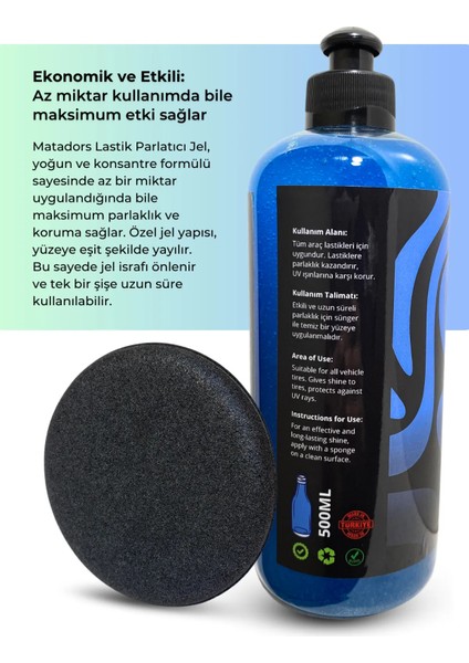 Lastik Parlatıcı Jel Profesyonel 500ML ve Uygulama Pedi modelleri