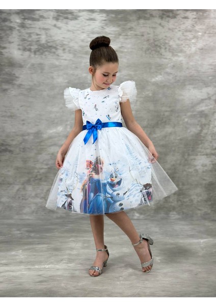 Kız Çocuk Krep Tütülü Elsa Elbise modelleri
