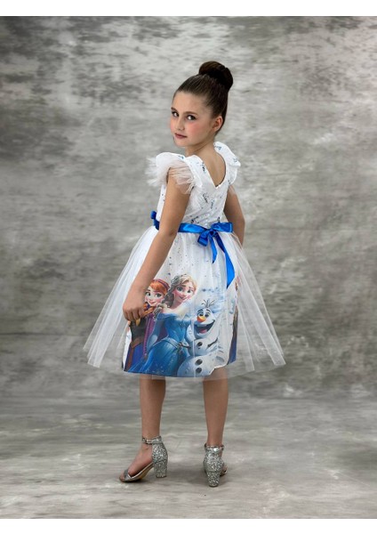 Kız Çocuk Krep Tütülü Elsa Elbise fırsatları