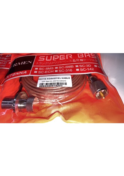 RG316 Koaksiyel Kablo UHF+PL259 Konnektörlü Telsiz Anten Kablosu fiyatları