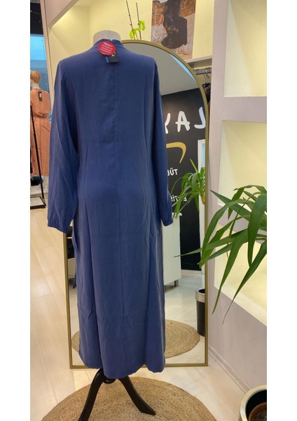 Invee Modal Elbise Kemerli Saks 6958 modelleri