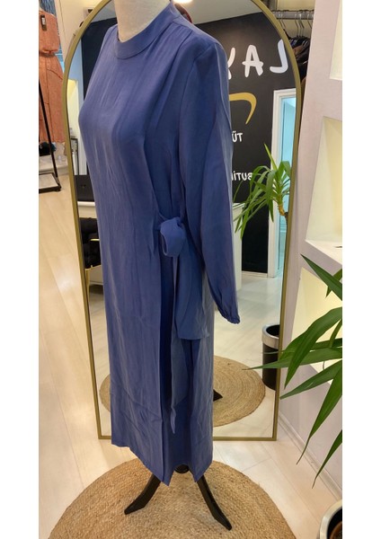 Invee Modal Elbise Kemerli Saks 6958 fırsatları