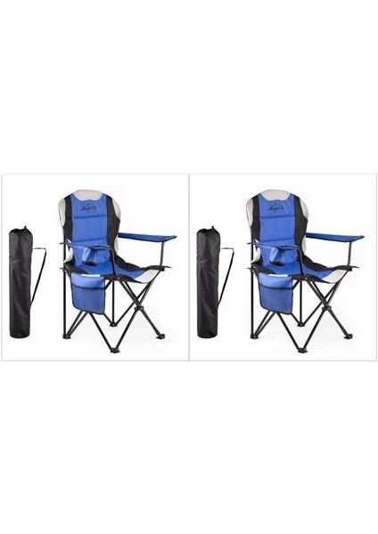 Nature Katlanabilir Kamp Koltuğu 2'li Set Xl Profil Su Geçirmez Mavi