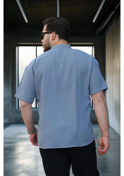 Wes Oversize Yarım Pat Bambu Kısa kol Gömlek - Koyu Gri fırsatları