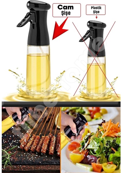 Büyük Sprey Yağdanlık, Airfryer Püskürtmeli Sprey Cam Şişe Ayçiçek Zeytinyağı Sirkelik 200 ml fiyatları
