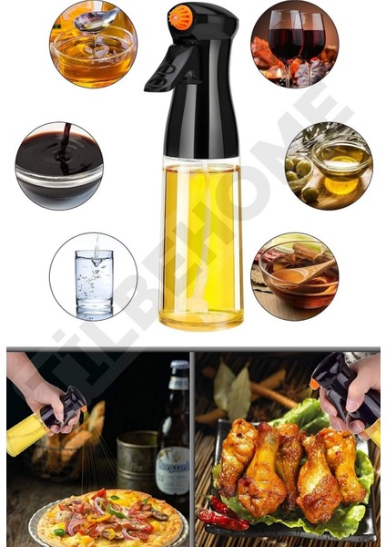 Büyük Sprey Yağdanlık, Airfryer Püskürtmeli Sprey Cam Şişe Ayçiçek Zeytinyağı Sirkelik 200 ml fırsatları