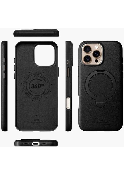 iPhone 15 Pro Max Uyumlu Qpen M-Safe Özellikli Standlı Deri Kapak