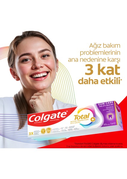 Total Gelişmiş Beyazlık Diş Macunu 75 ml X2 + Diş Fırçası Kabı Hediyeli