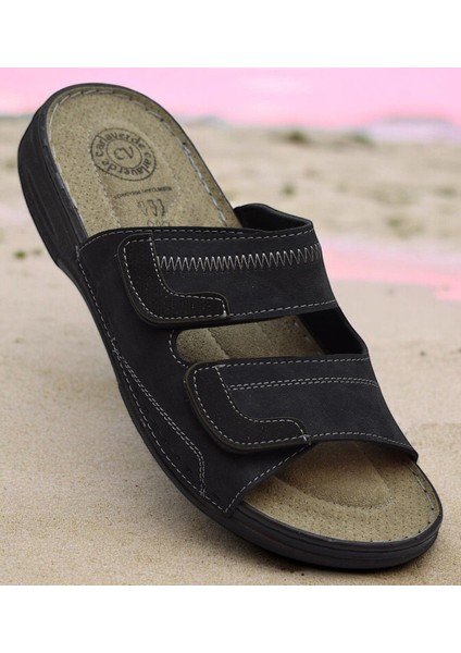 4412 Ortopedik Taban Erkek Terlik Erkek Cırtlı Terlik Sandalet