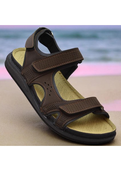 240105 Ortopedik Taban Erkek Sandalet Erkek Cırtlı Sandalet
