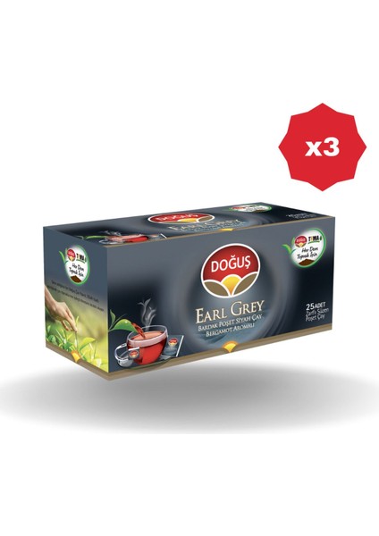 Earl Grey Bardak Poşet Çay 25'li - (3 Adet)