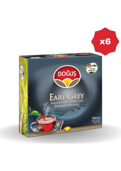 Earl Grey Bardak Poşet Çay 100'LÜ - (6 Adet)