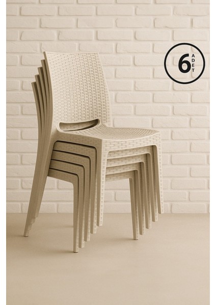 6 Adet Rattan Cappucino Sandalye / Balkon-Bahçe-Teras