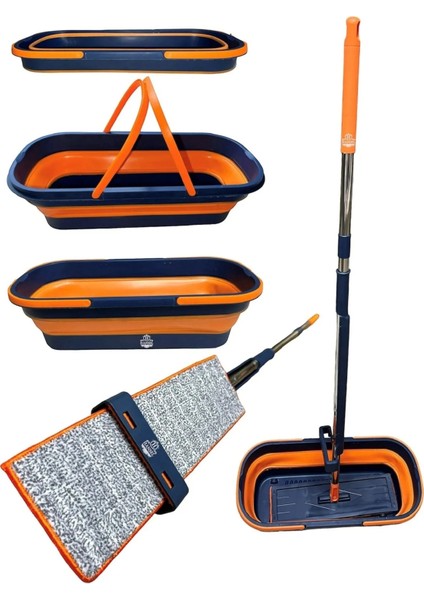 Kendinden Sıkmalı Kovalı Mop Seti - Kendinden Sıkmalı Mop Katlanabilir Tekerlekli Kova 1 Yedek Bez indirimleri